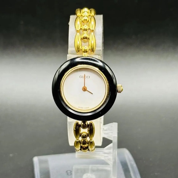 GUCCI Vintage RARE Watch 14 k Gold Plated with bezels SWISS MADE QUARTZ - Picture 4 of 9